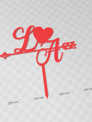 Cake Topper Letras L y A con Corazón - Adorno Boda Torta