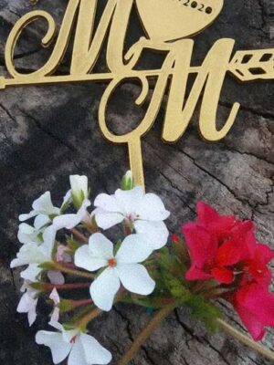 Cake Topper Letras M y M con Corazón - Adorno Torta