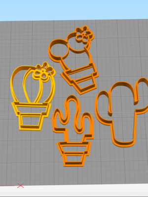 Cortadores de Galletas Cactus (Kit de 4) 3D