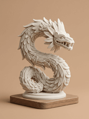 [FREE STL] Estatua Quetzalcóatl - Serpiente Emplumada Azteca para Impresión 3D
